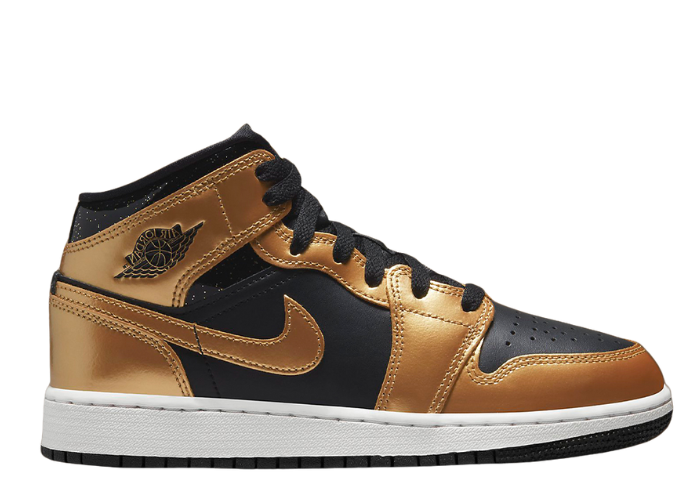 Jordan 1 Mid SE Glitter Black Metallic Gold (GS)