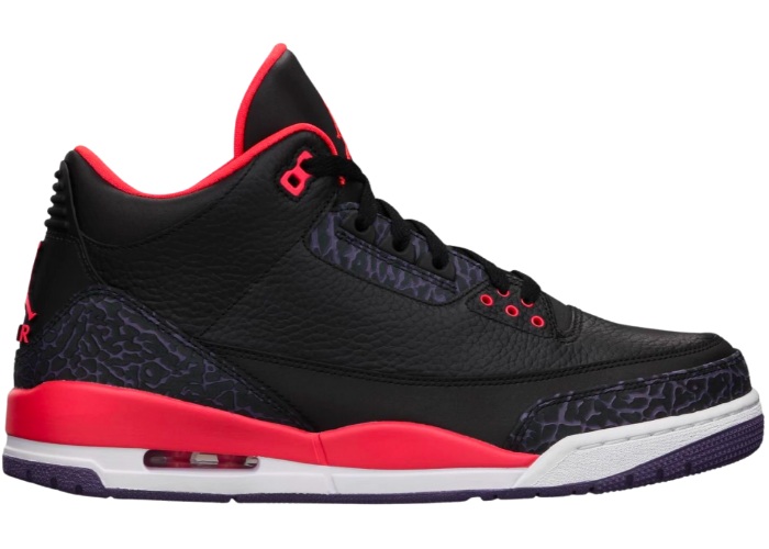 black and red jordan retro 3