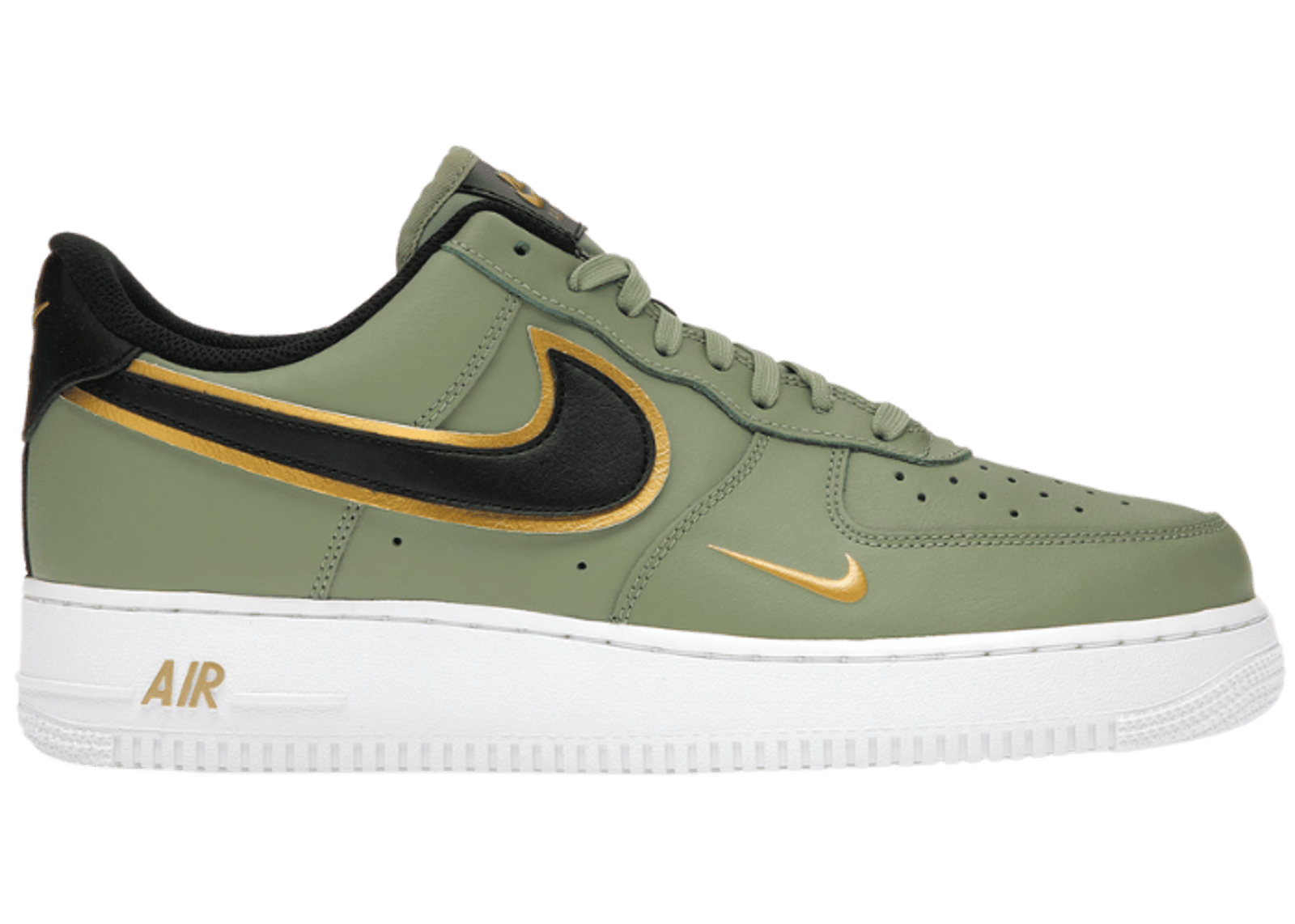 Nike Air Force 1 Low 07 LV8 Double Swoosh Olive Gold Black DA8481 300 Release Info