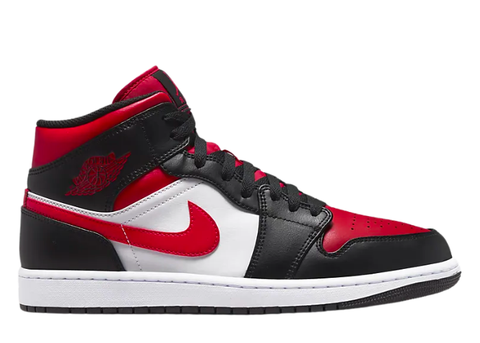 Jordan 1 Mid White Black Red