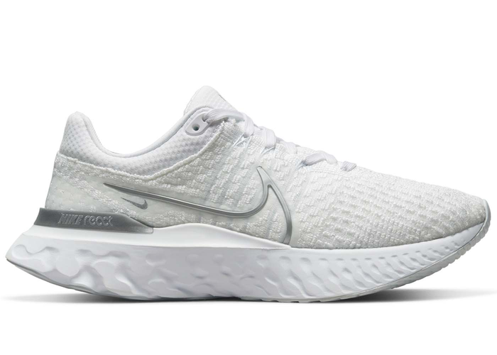 Nike React Infinity Run Flyknit 3 White Metallic Silver (W)