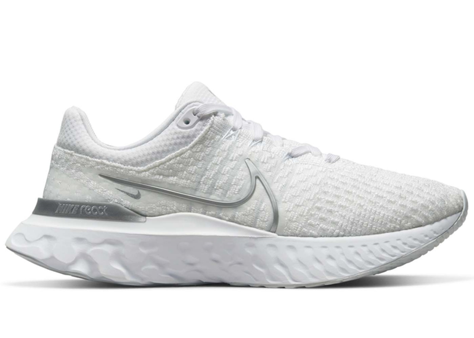 Nike React Infinity Run Flyknit 3 White Metallic Silver (W)