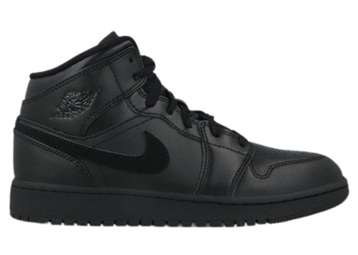 Jordan 1 Mid Deep Black Nubuck Swoosh (GS)