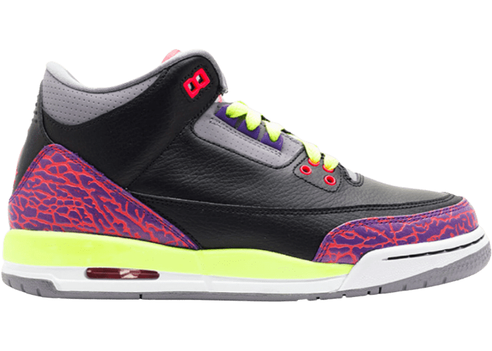 Jordan 3 Retro Black Atomic Red Volt (GS)