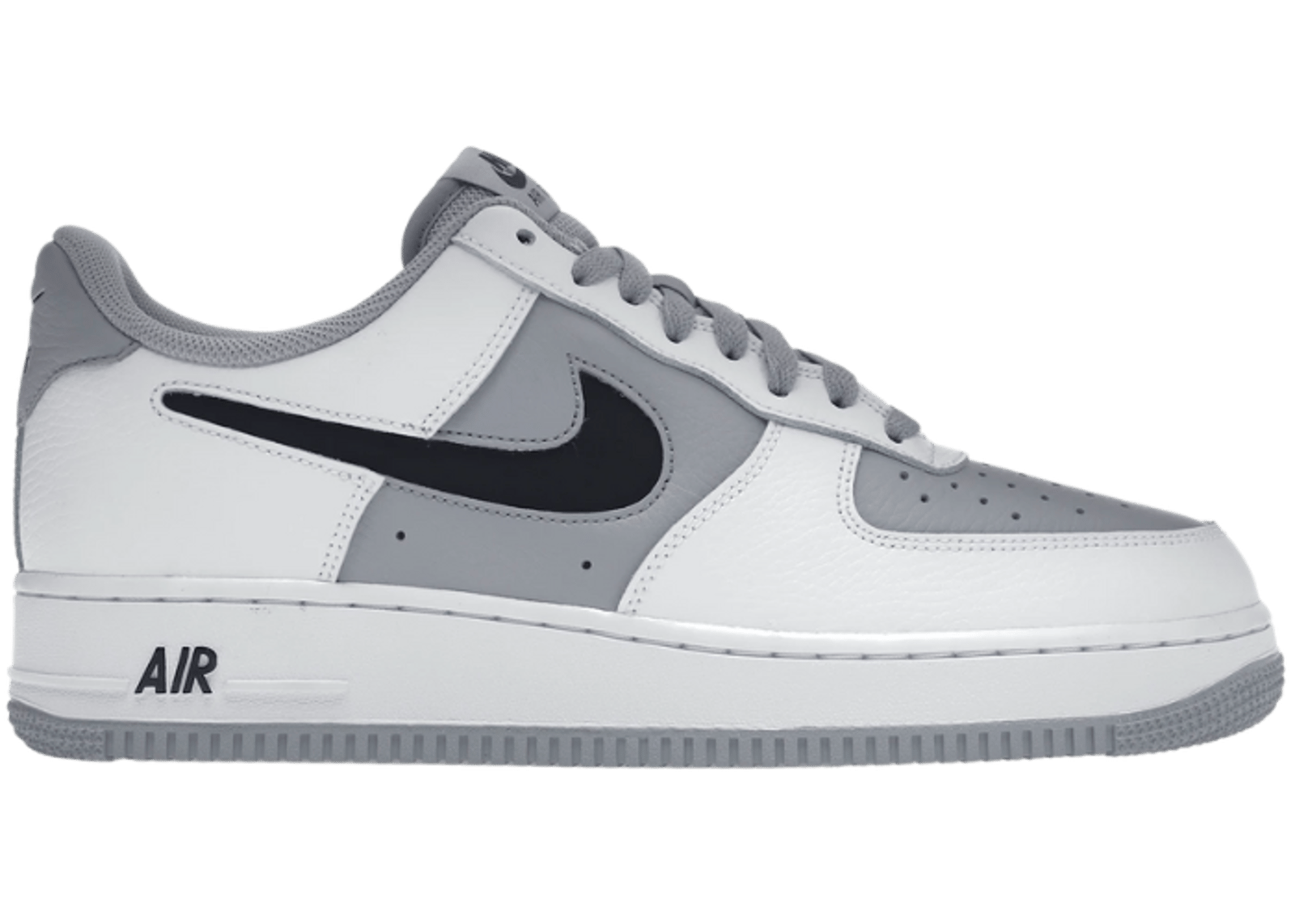 Nike Air Force 1 Low Cut-Out White Grey Black Swoosh
