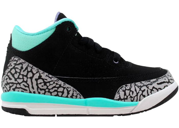 Air Jordan 3 Retro Black Iron Purple Bleached Turquoise (PS)