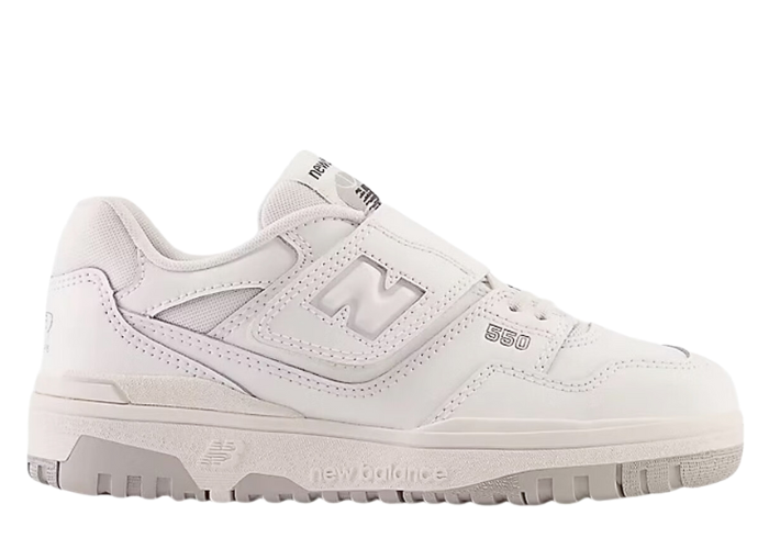 New Balance 550 Bungee Lace Top Strap White Grey