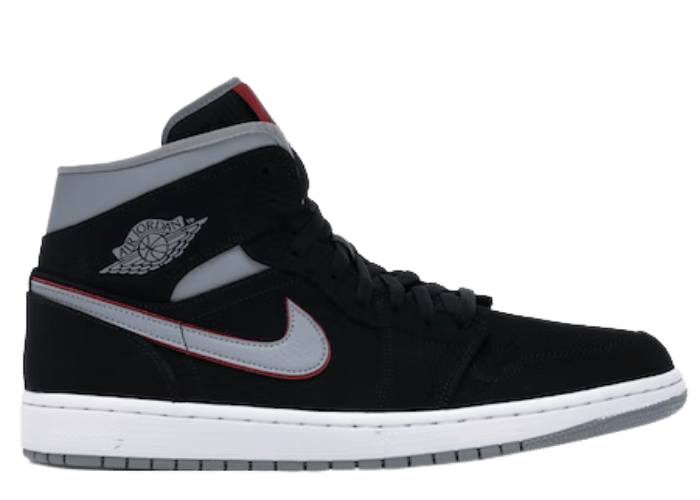 Jordan 1 Mid Black Particle Grey Gym Red