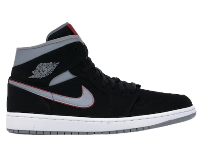 Jordan 1 Mid Black Particle Grey Gym Red