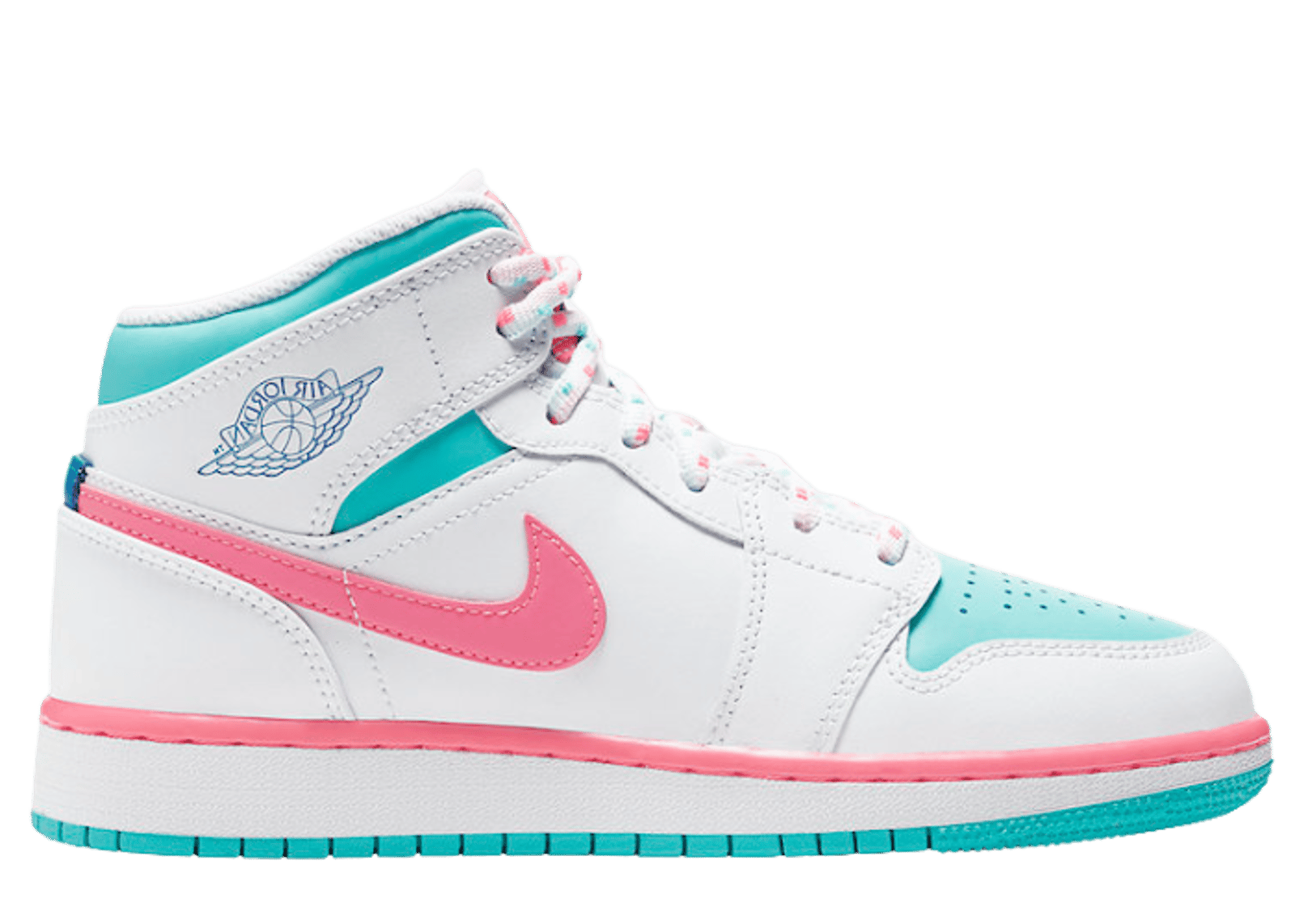 Jordan 1 Mid White Pink Green Soar (GS)