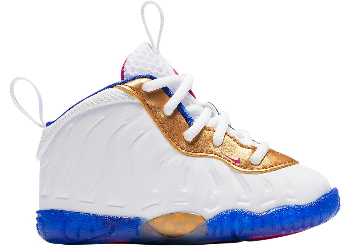 gold and white foamposites