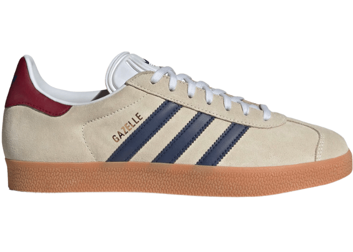 adidas Gazelle Beige Dark Blue Collegiate Burgundy