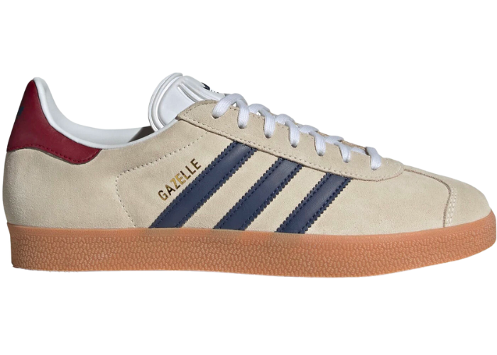 adidas Gazelle Beige Dark Blue Collegiate Burgundy