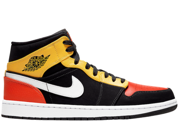 Jordan 1 Mid Black Amarillo Orange