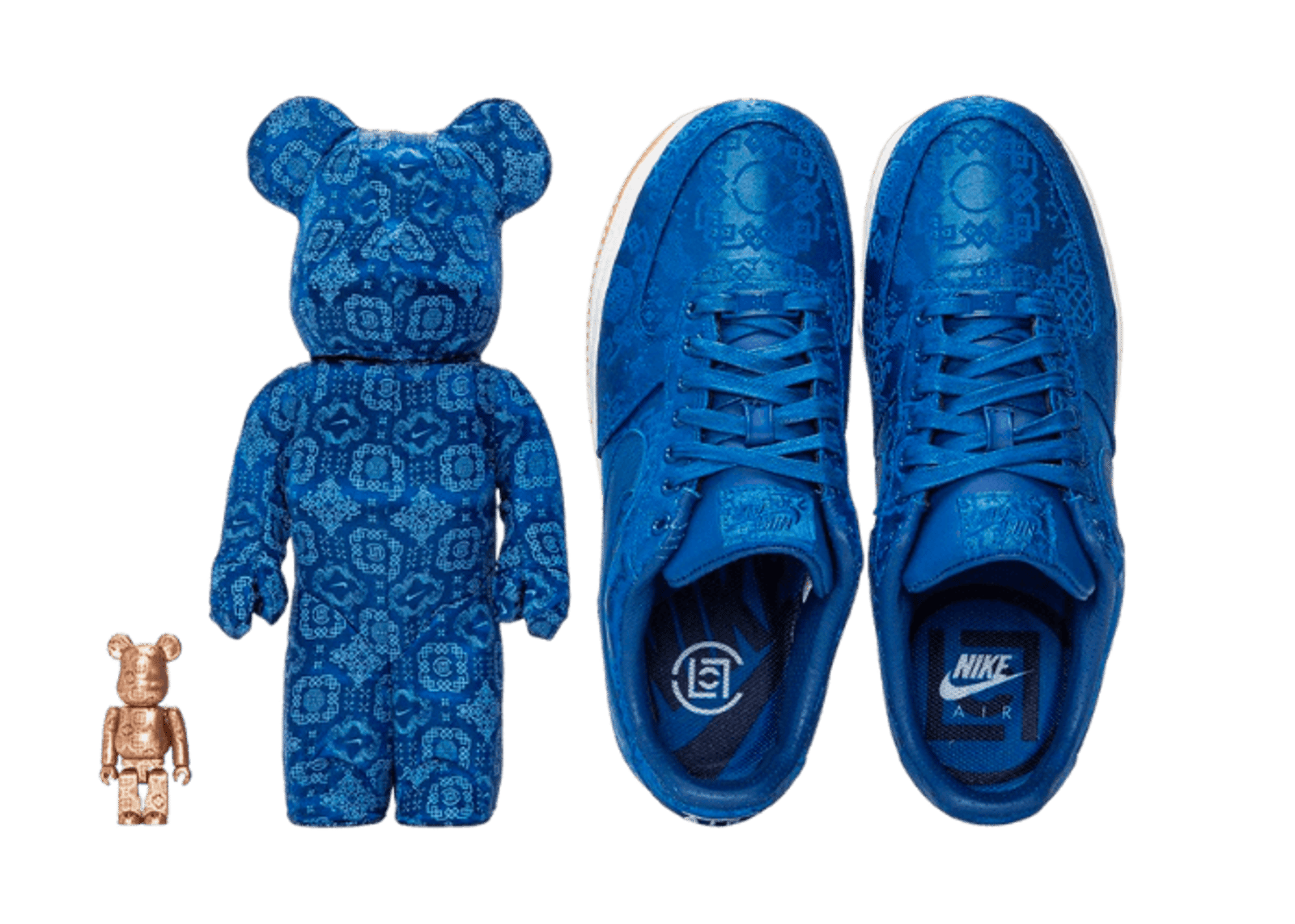 CLOT X NIKE X Medicom Toy "Royale University Blue Silk" BE@RBRICK & Air Force 1 Set