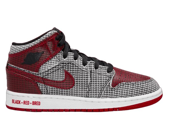 Jordan 1 Mid SS Black+Red=Bred (GS)