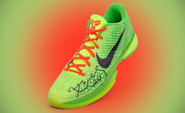 Kobe’ Bryant's Game-Worn Nike Kobe 6 Grinch is Being Sold by Pharrell’s JOOPITER