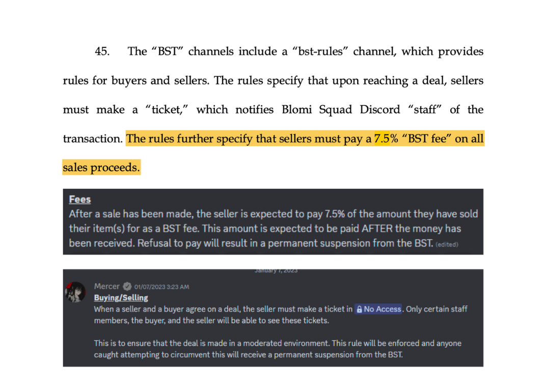 Court Documents Showcasing a 7.5% Fee Implemented In Cedaz' Discord