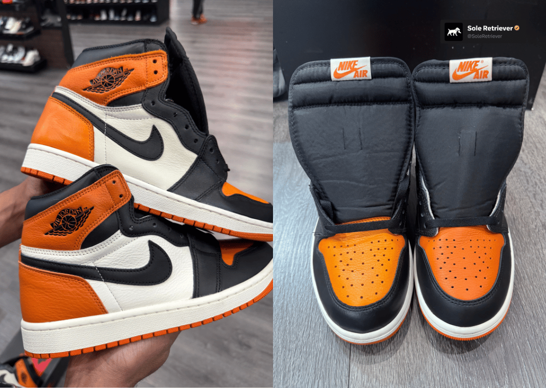 2015 (top/left) vs. 2025 (bottom/right) Air Jordan 1 High Shattered Backboard