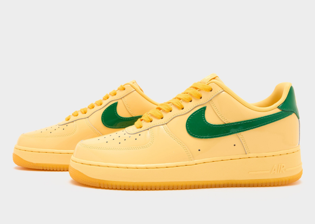 Nike Air Force 1 Low Patent Leather Topaz Gold - Lateral Pair