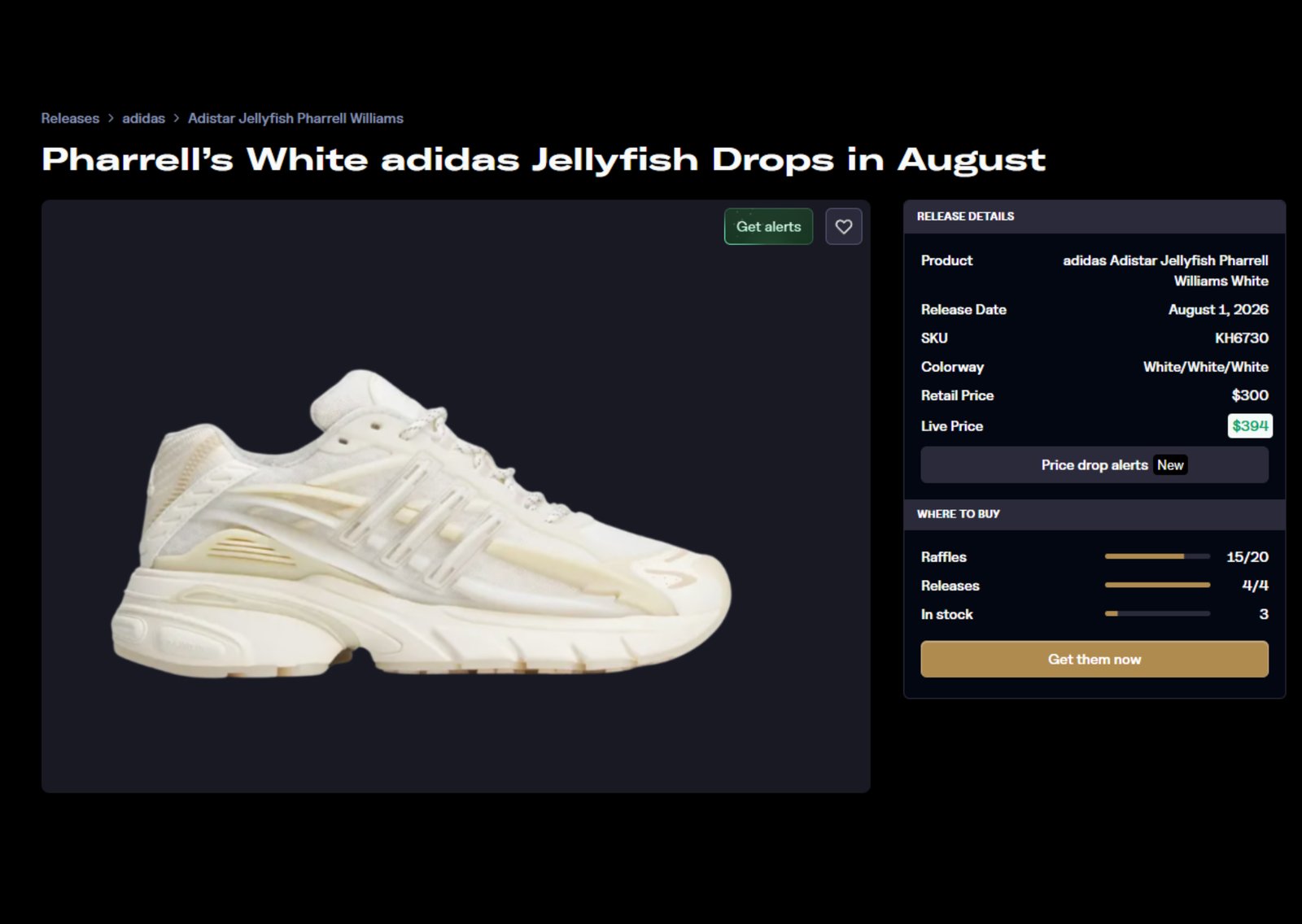 Pharrell Williams x adidas Adistar Jellyfish Triple White