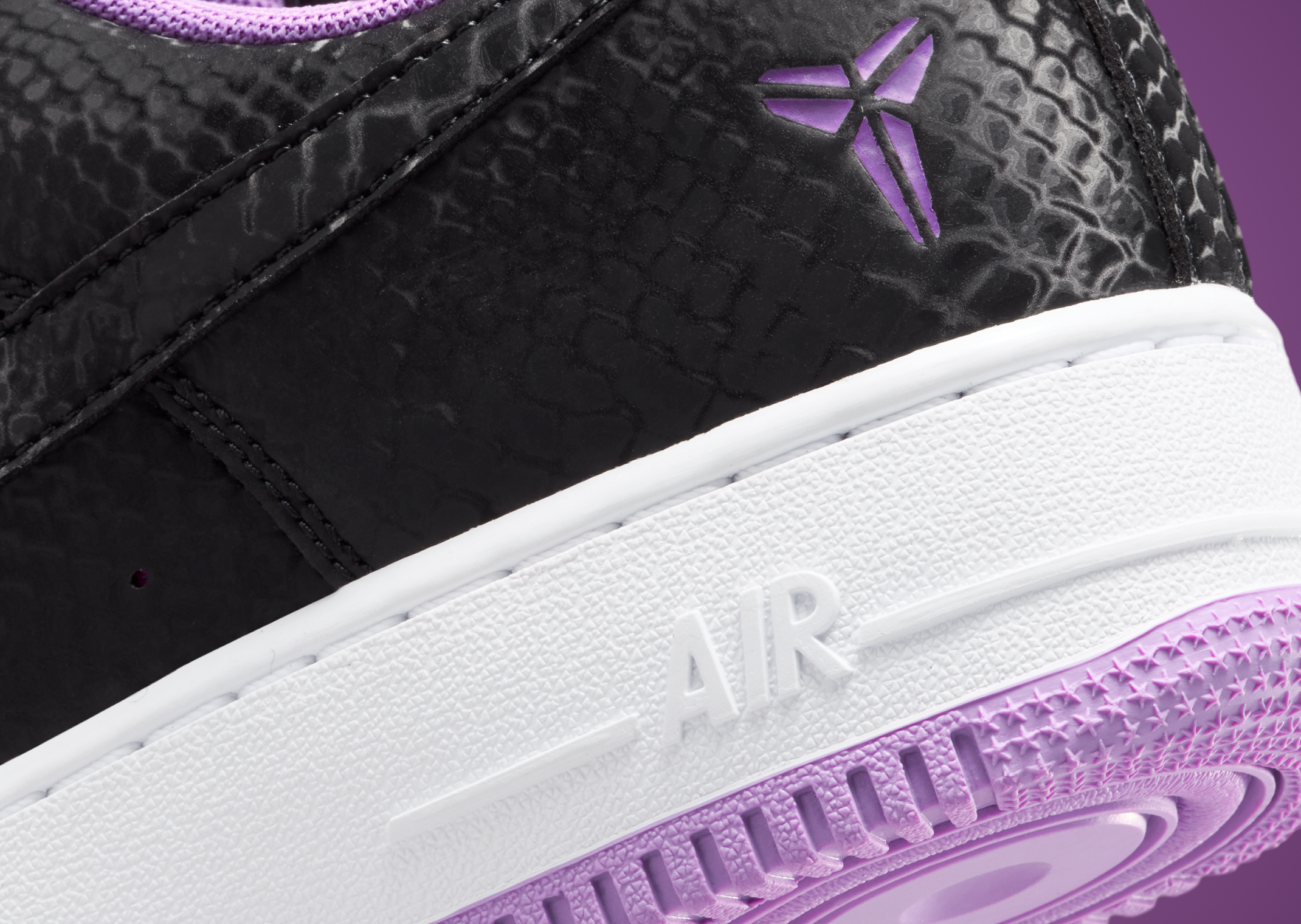 Nike Kobe Air Force 1 Low Black Purple Stardust heel