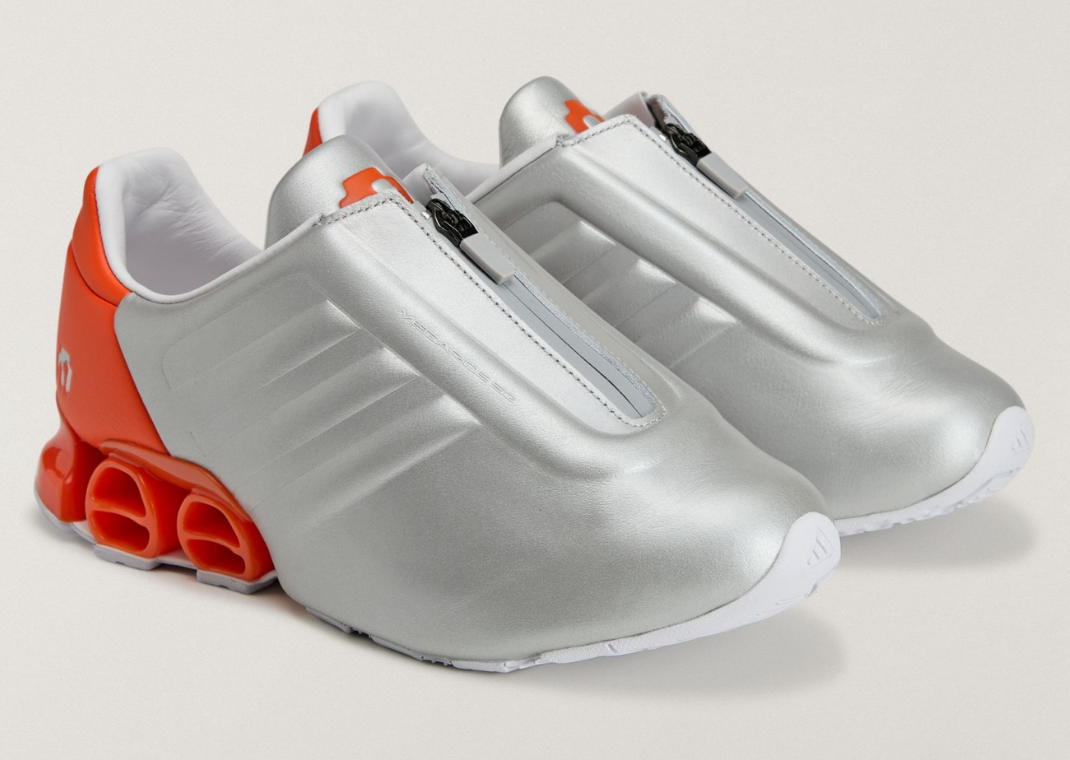 Miaou x adidas Megaride S2 Silver Metallic Semi Impact Orange - Angle