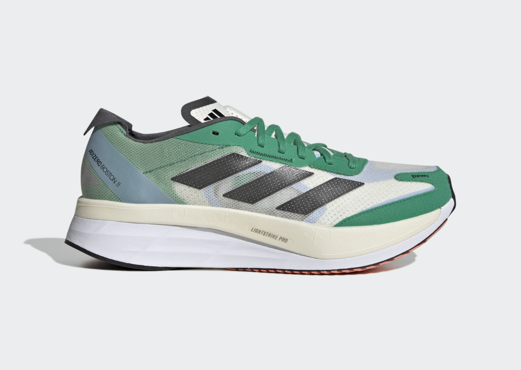 adidas adiZero Boston 11 White Green Lateral