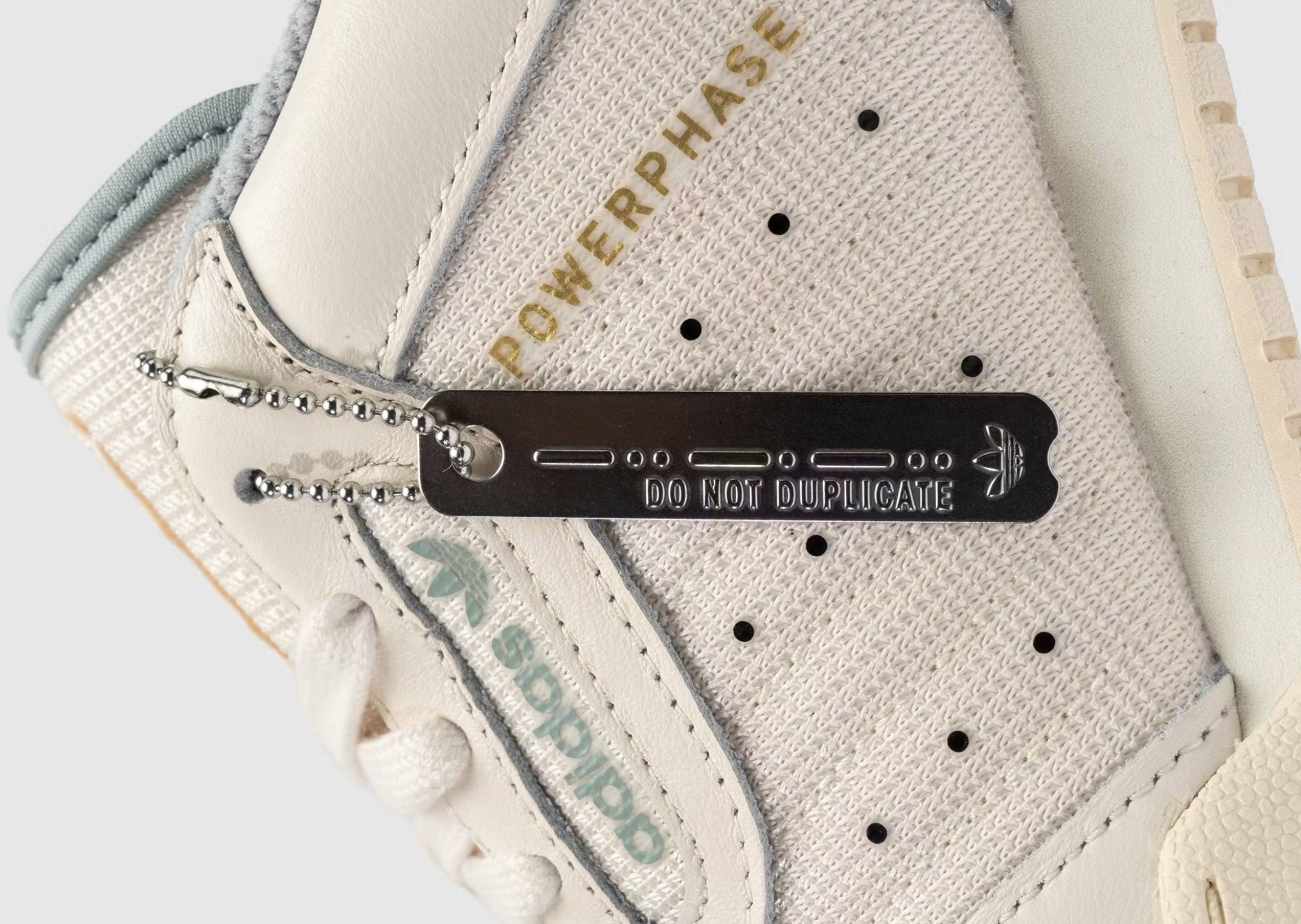The Whitaker Group x adidas Powerphase Do Not Duplicate White Mint - Detail