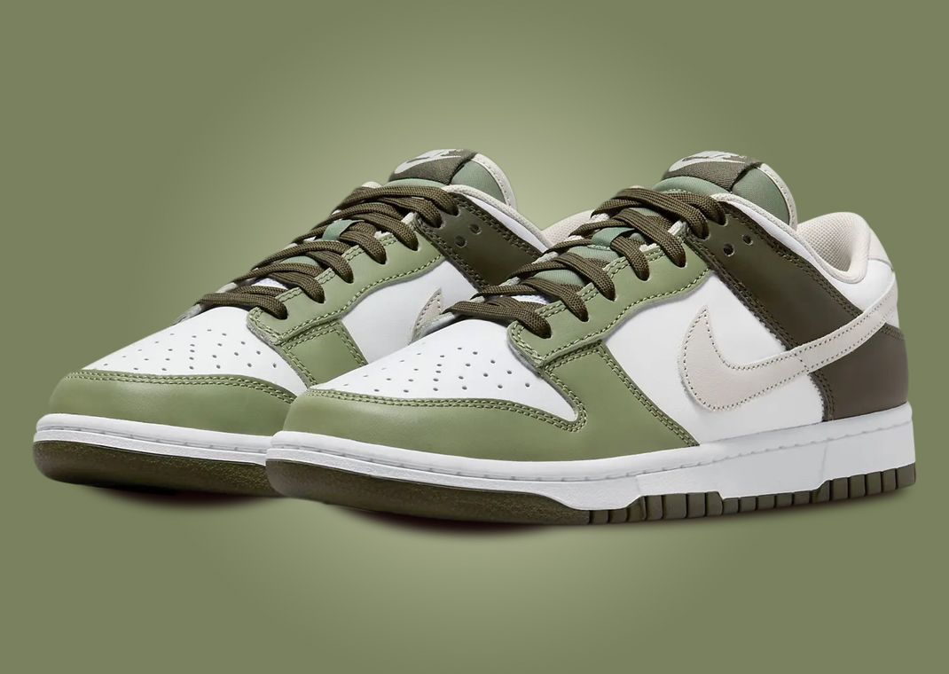 Nike Dunk Low White Oil Green Cargo Khaki