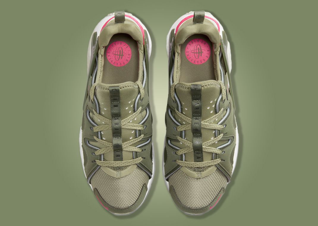 olive green and pink huaraches