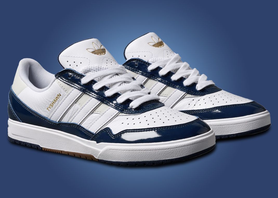 adidas Tyshawn II White Collegiate Navy Angle