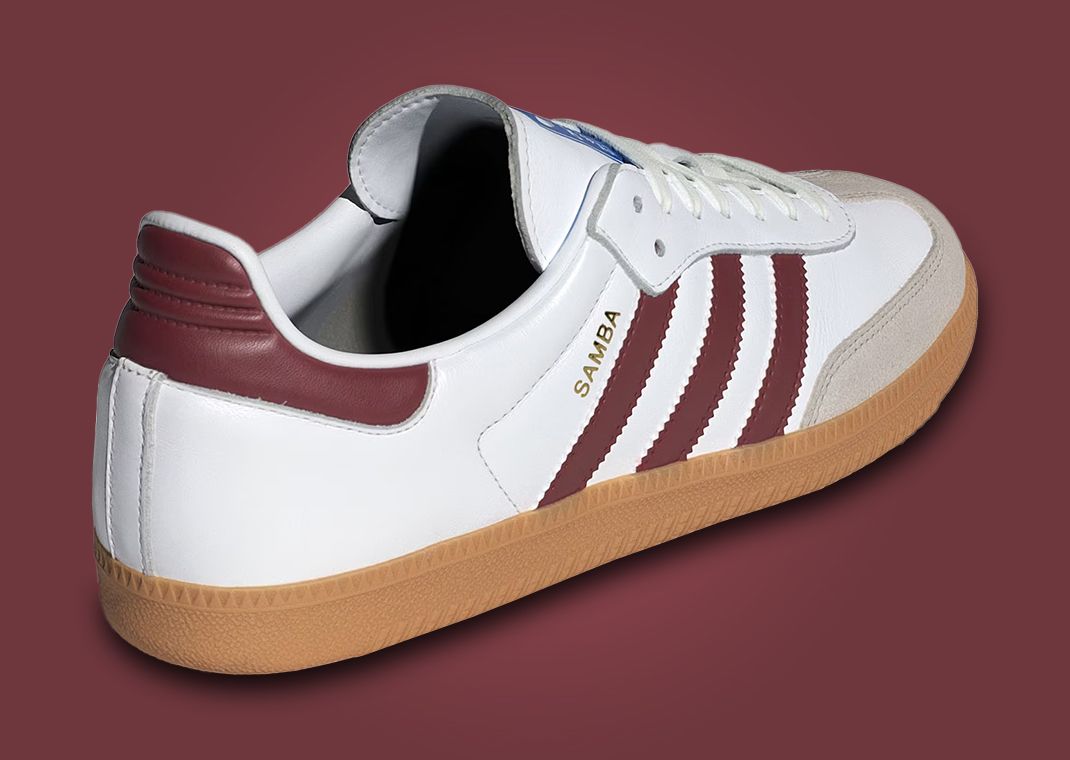 adidas Samba OG Cloud White Collegiate Burgundy Heel