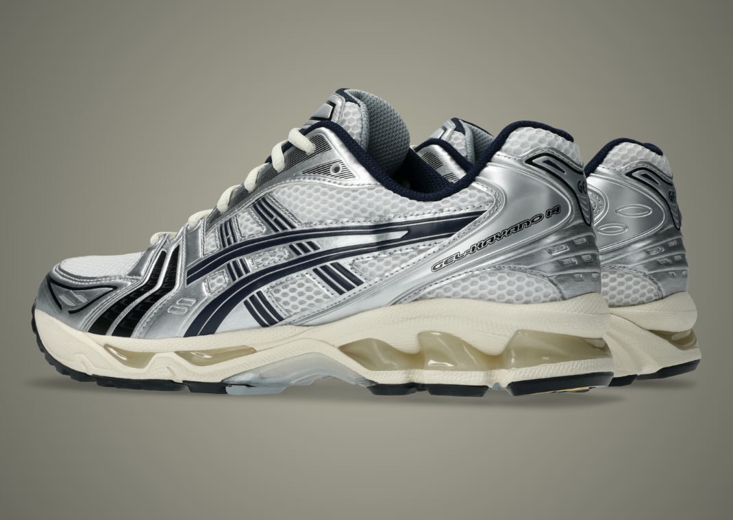 JJJJound x Asics Gel-Kayano 14 White Silver Black Heel Angle
