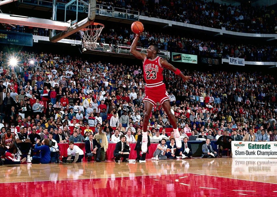 Michael Jordan from the free throw line in the Dunk Contest