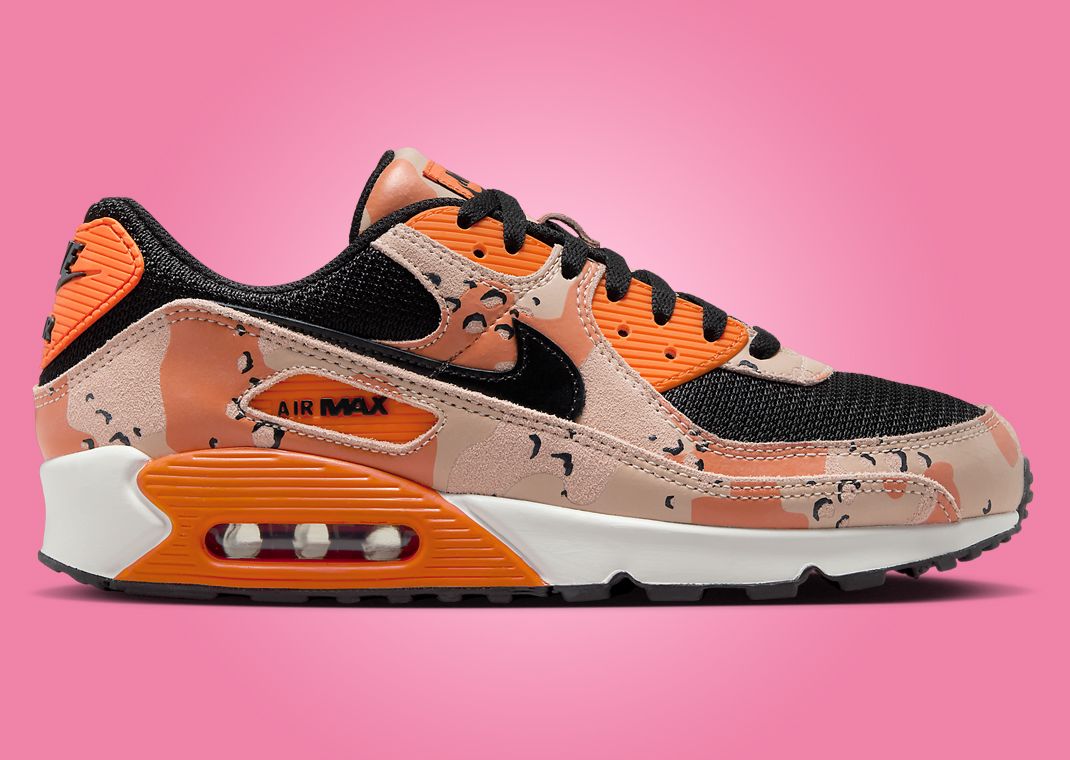 Nike Air Max 90 Camo Bio Beige Safety Orange Lateral
