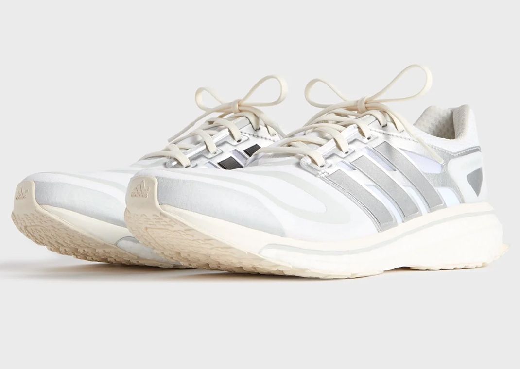 Kith x adidas Energy Boost White Silver Metallic Angle