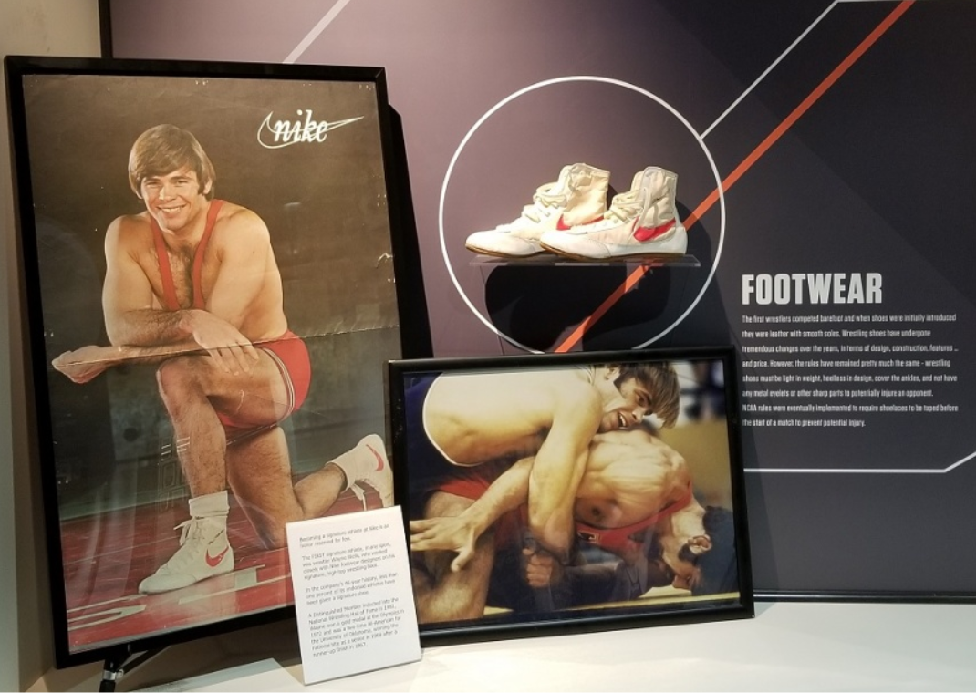 Wayne Wells' exhibit inside the National Wrestling Hall of Fame