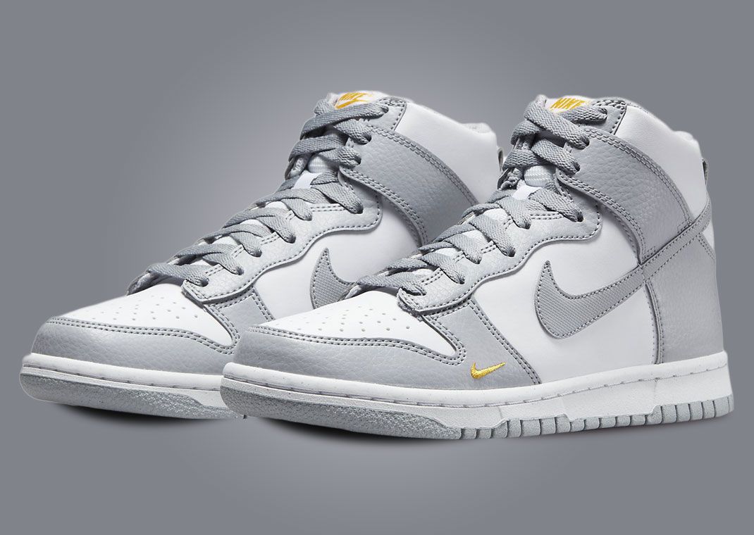 Nike Dunk High Mini Swoosh White Grey Yellow