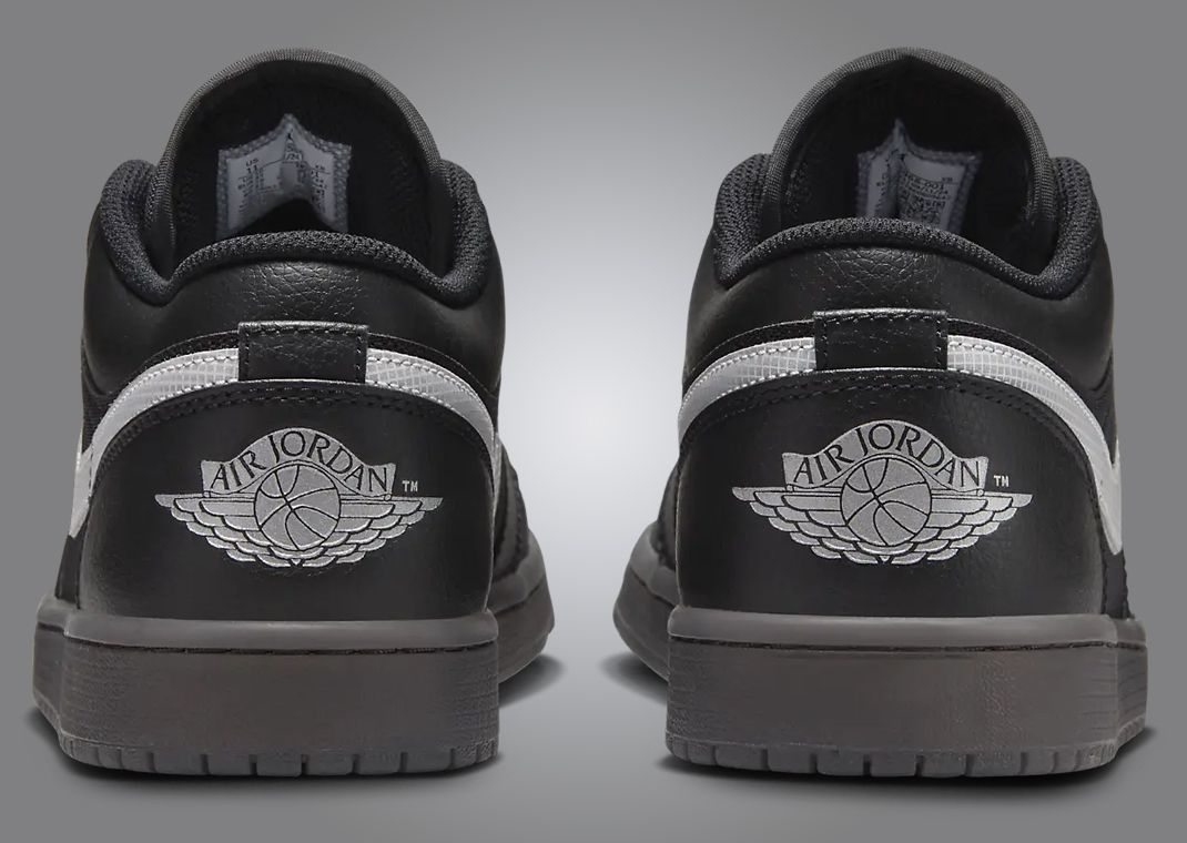 Air Jordan 1 Low Black White Dark Smoke Grey Heel