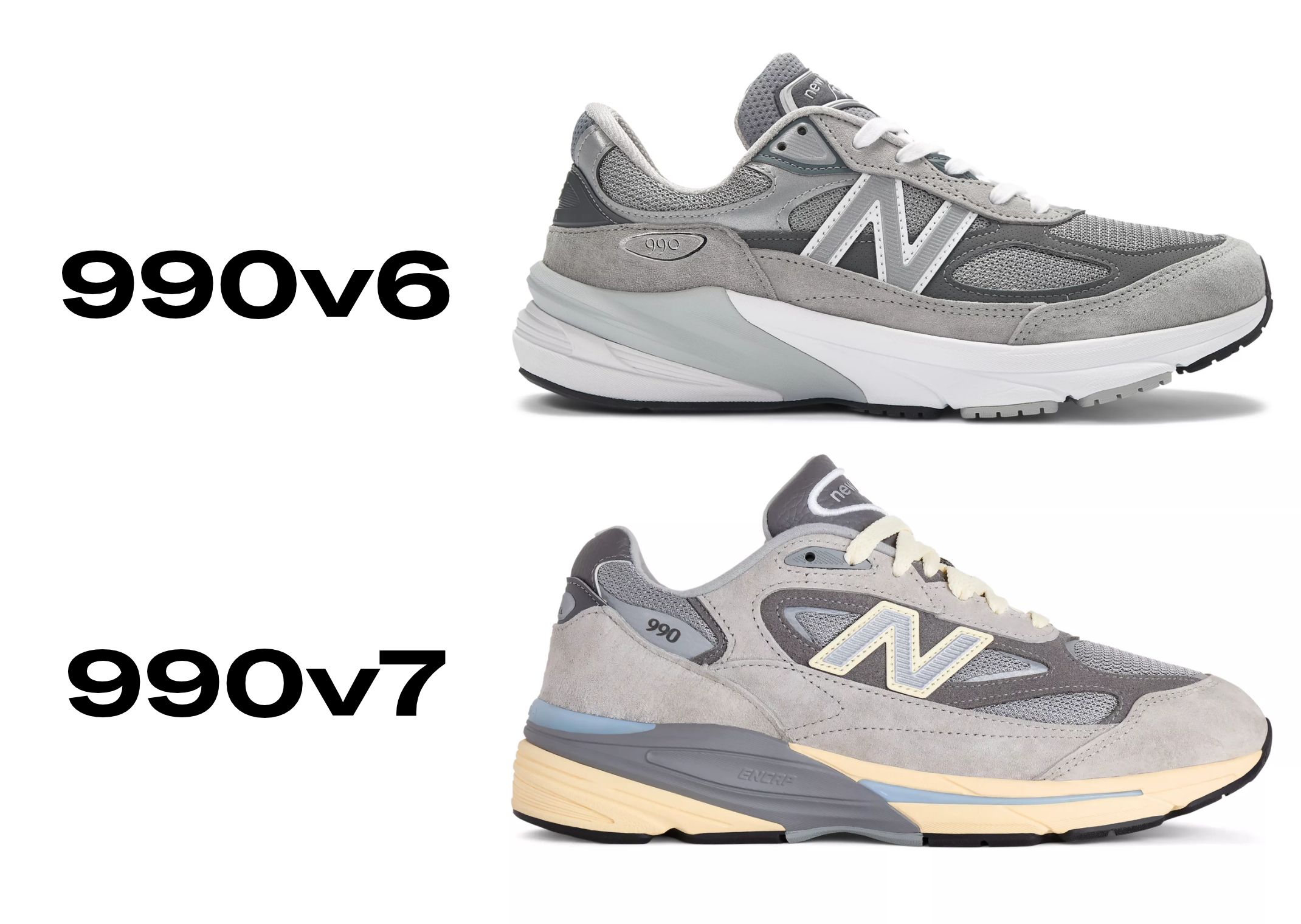 New Balance 990v6 Made in USA vs New Balance 990v7 Made in USA