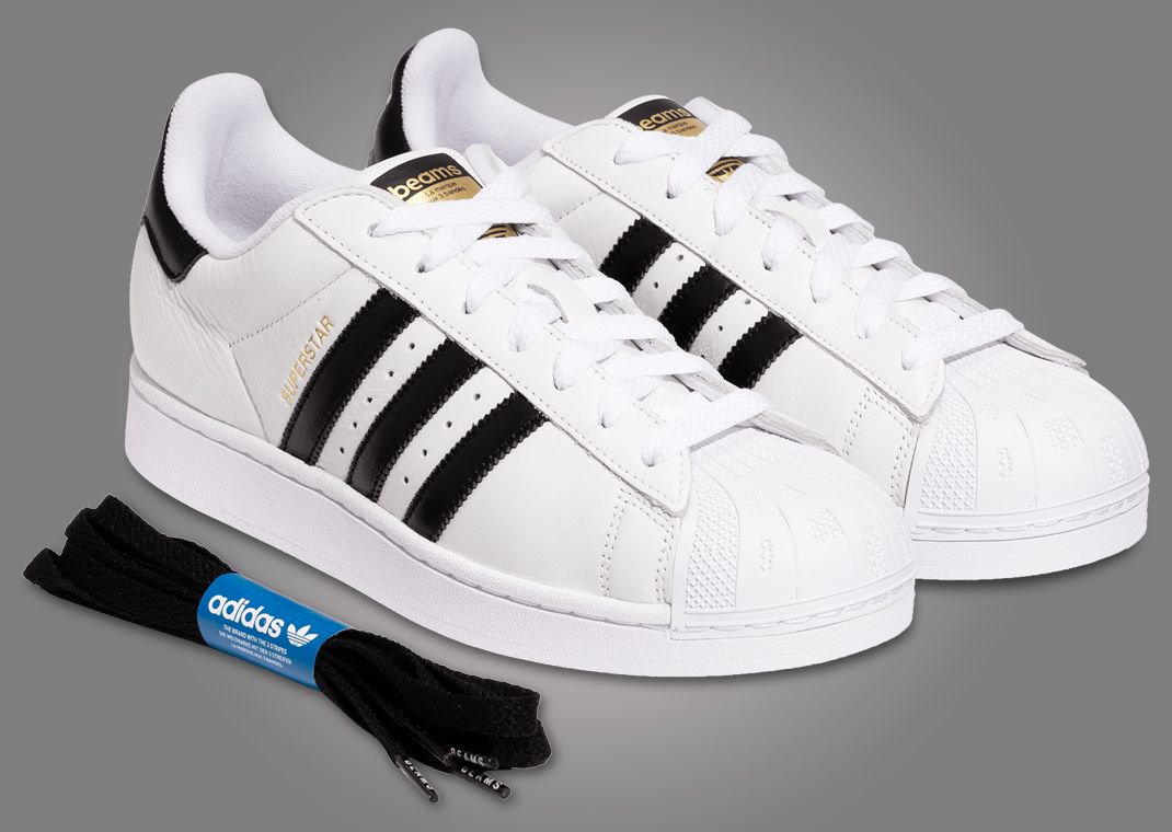 BEAMS x adidas Superstar White Black ANgle