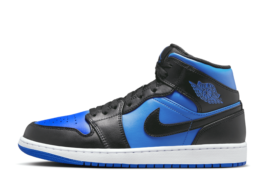 Air Jordan 1 Mid Black Royal Blue Lateral