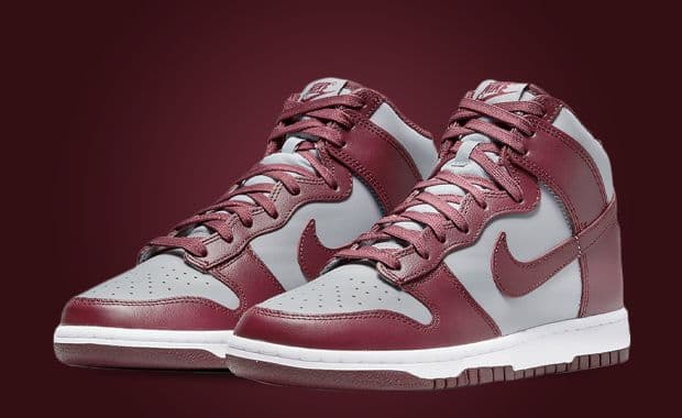 This Nike Dunk High Comes In Dark Beetroot And Wolf Grey