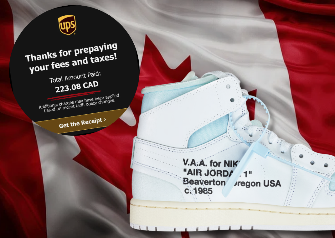 Canadian Import Fees for the V.A.A. x Air Jordan 1 High Alaska
