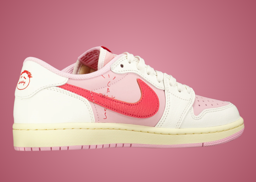 Air Jordan 1 Retro Low OG Travis Scott Sail Tropical Pink - Heel Angle