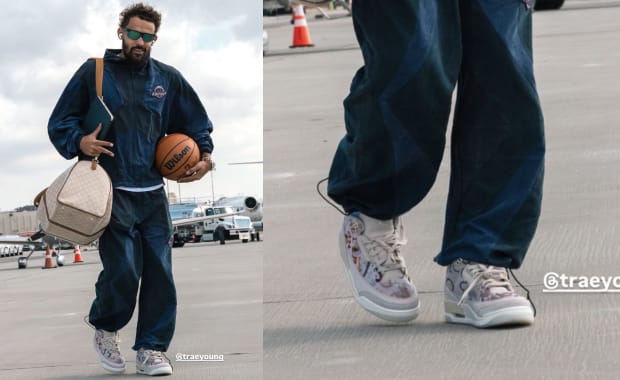 Trae Young Stepped Off the Hawks Team Plane in a Never Before Seen Air Jordan 3