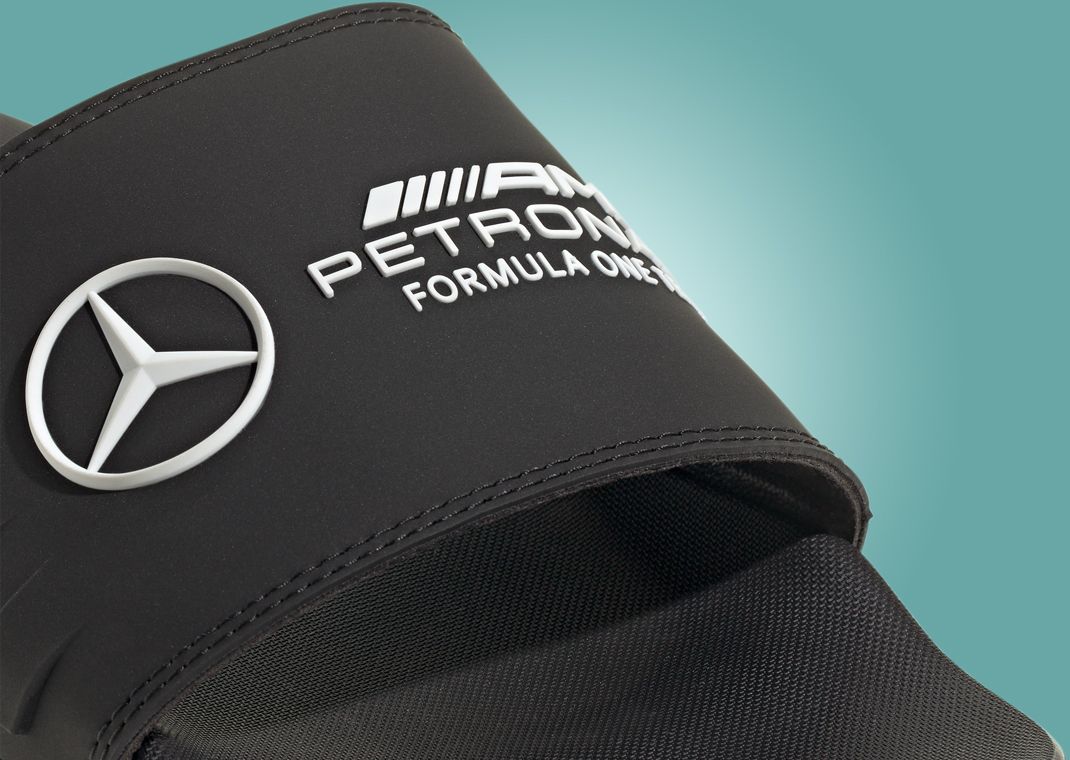 Mercedes AMG Petronas Formula One Team x adidas Adilette Comfort Core Black Strap