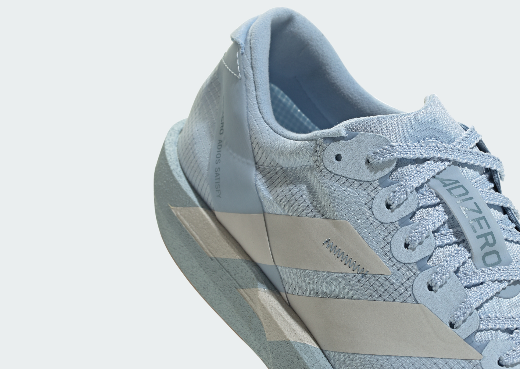Satisfy x adidas Adizero Adios 9 Blue - Detail