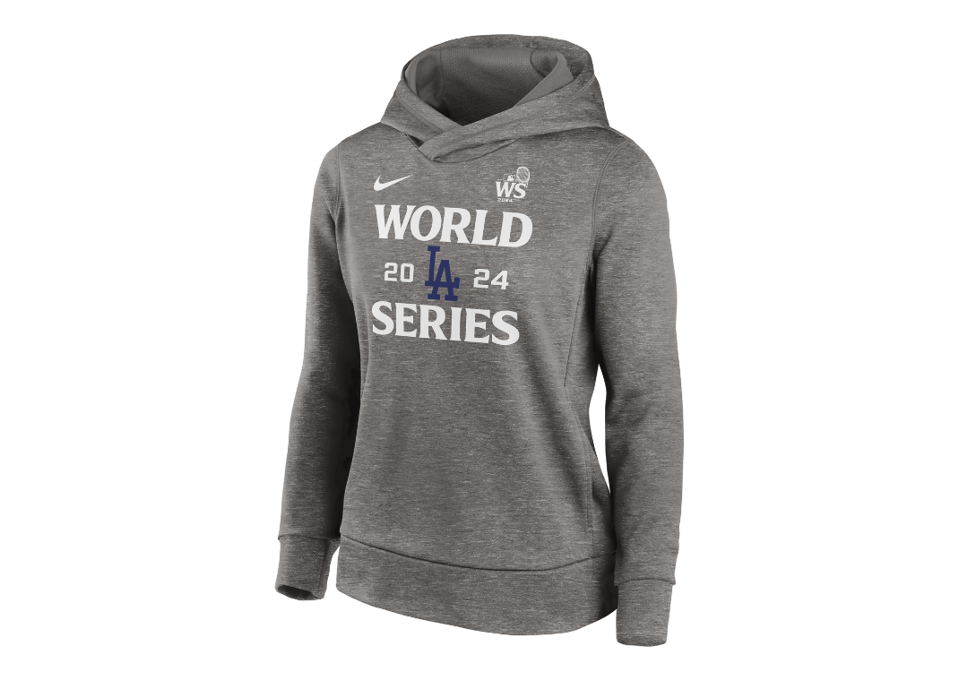 Los Angeles Dodgers 2024 World Series Authentic Collection Women’s Nike Therma MLB Pullover Hoodie